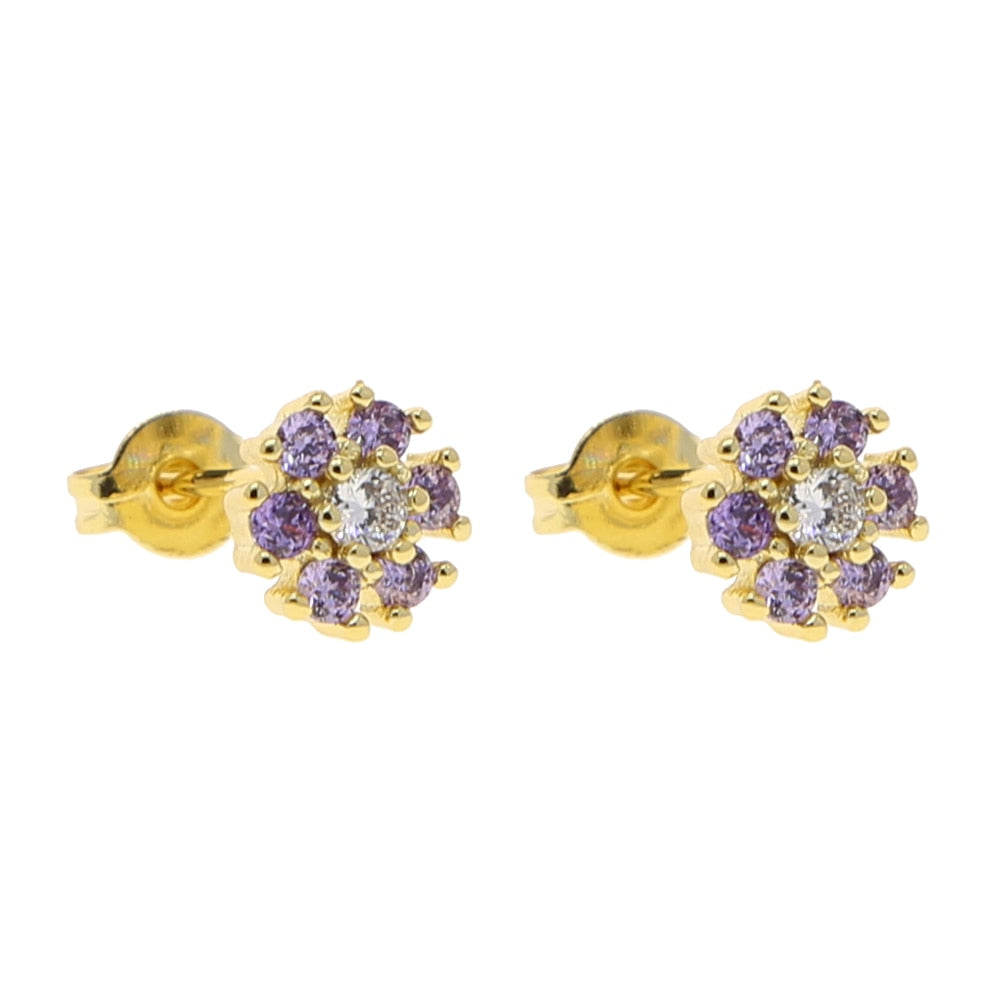 S925 Women's Colored Flower Earrings - Different Drips