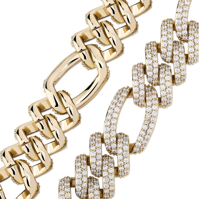 18mm Figaro Prong Cuban Link Bracelet - Different Drips