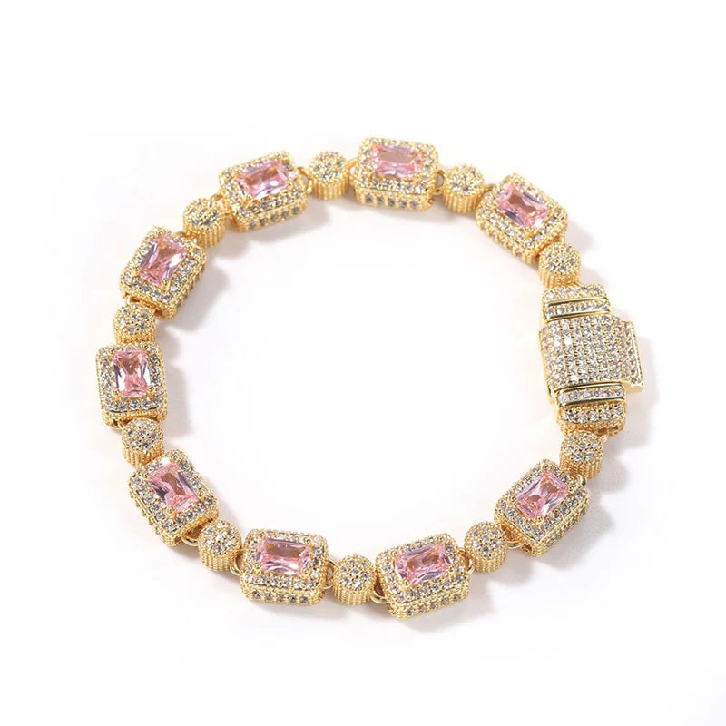 8mm Baguette Halo Iced Tennis Bracelet