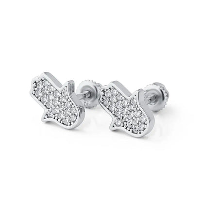 S925 Iced Hasma Hand Earrings - Different Drips