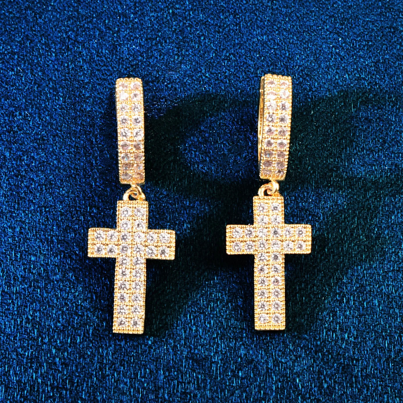 Diamond Pave Cross Dangle Earrings - Different Drips