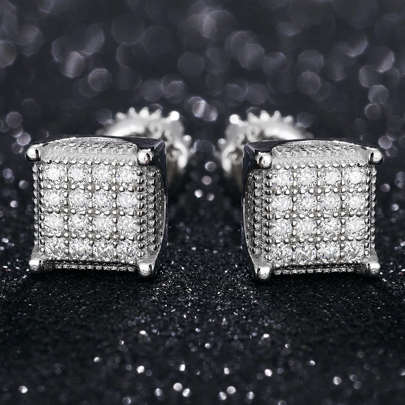 7mm S925 Moissanite Square Cut Stud Earrings - Different Drips