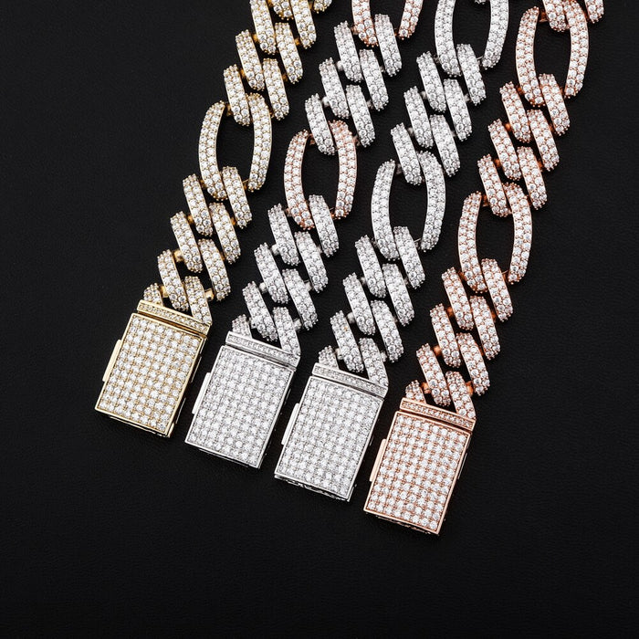 18mm Figaro Prong Cuban Link Bracelet - Different Drips