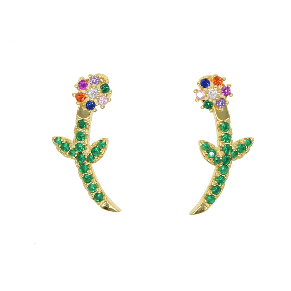 S925 Women's Flower Stud Earrings - Different Drips