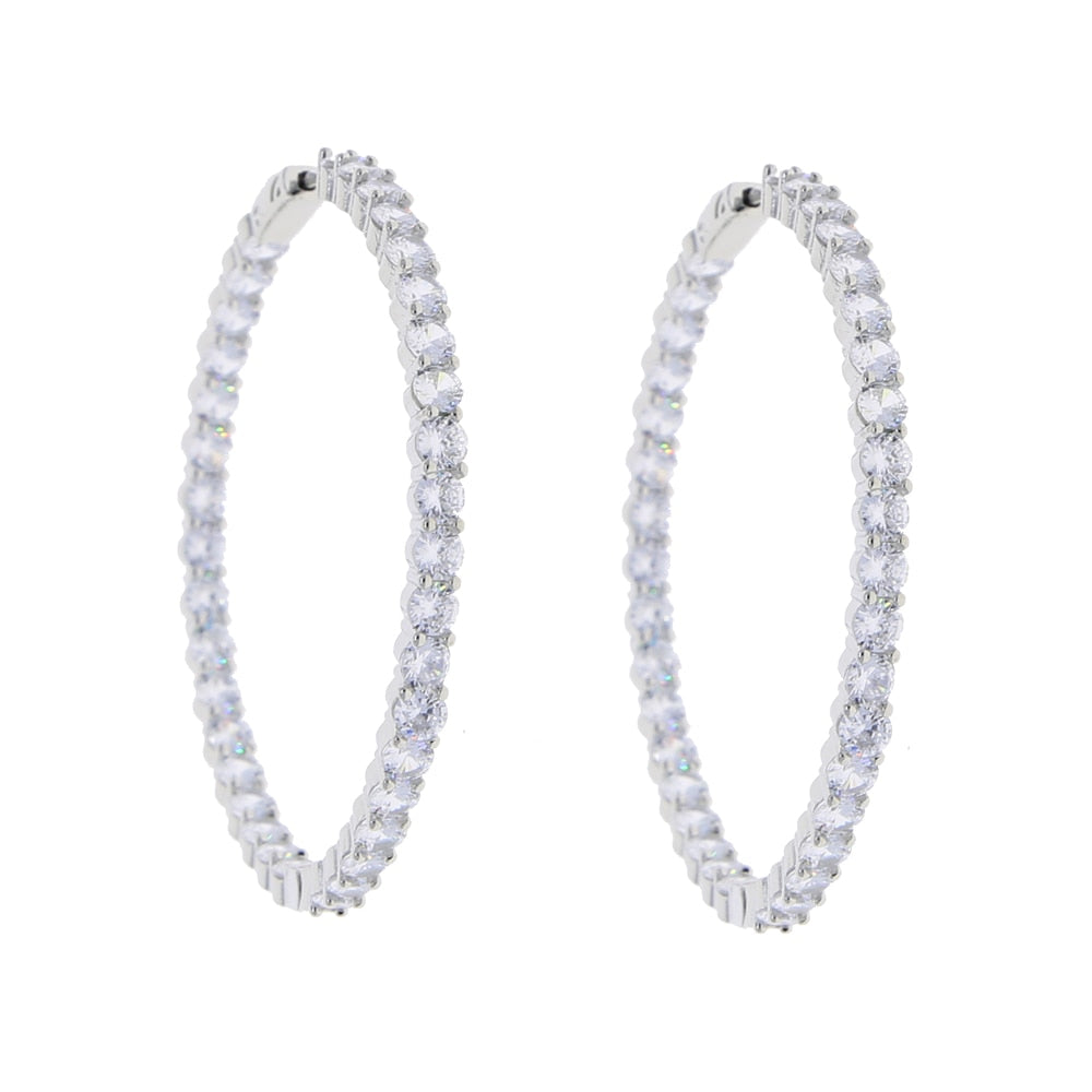 S925 Women's Medium Eternity Hoop Earrings - Colored - Different Drips