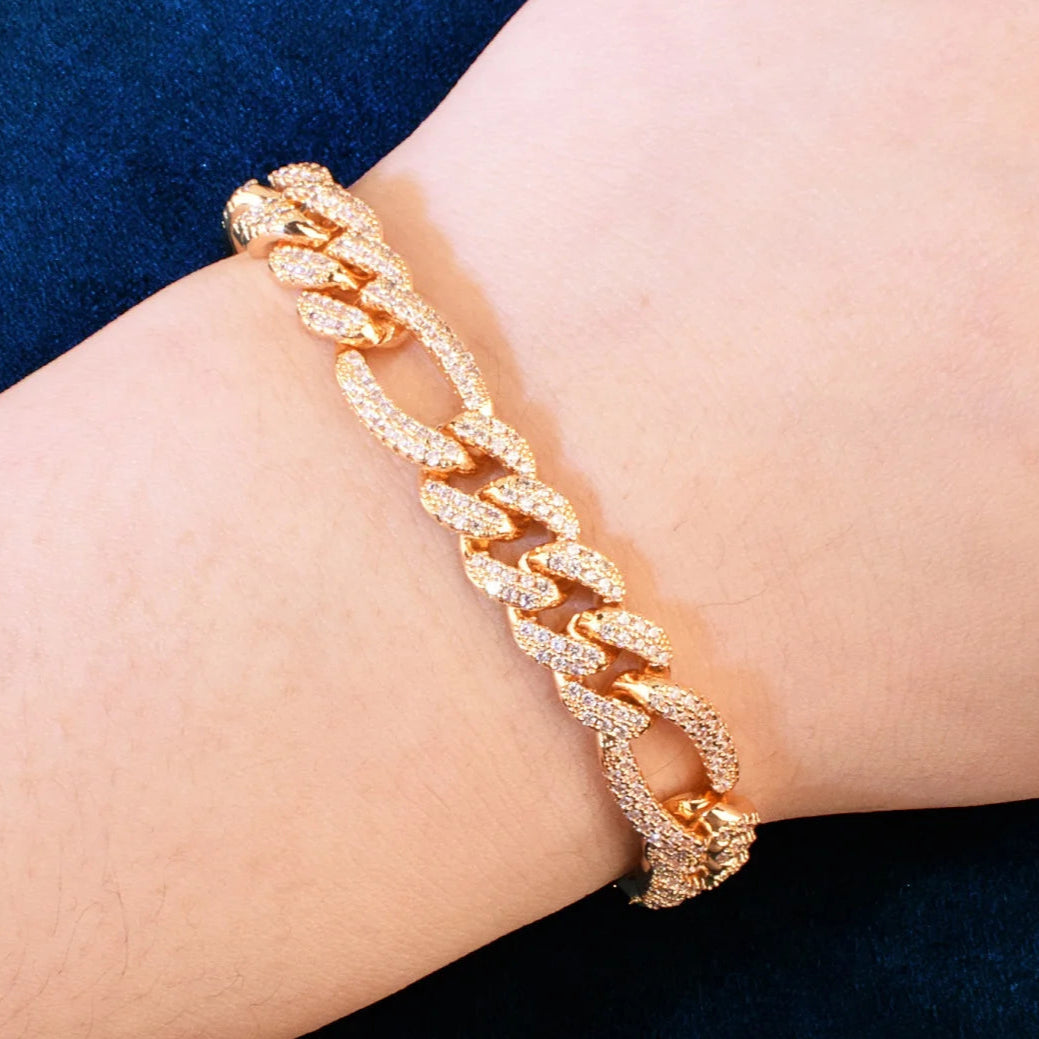 8mm Iced Figaro Link Bracelet - Different Drips