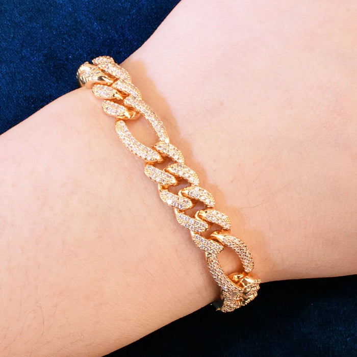 8mm Iced Figaro Link Bracelet - Different Drips