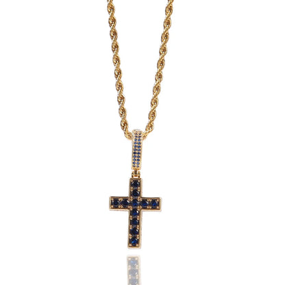 Iced Out Double Sided Emerald Cross Pendant - Different Drips