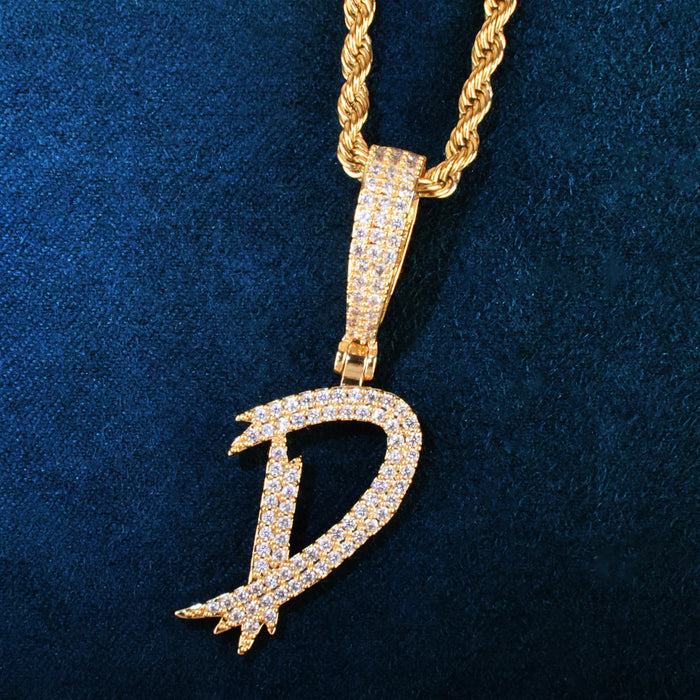 Brush Font Single Letter Pendant - Different Drips