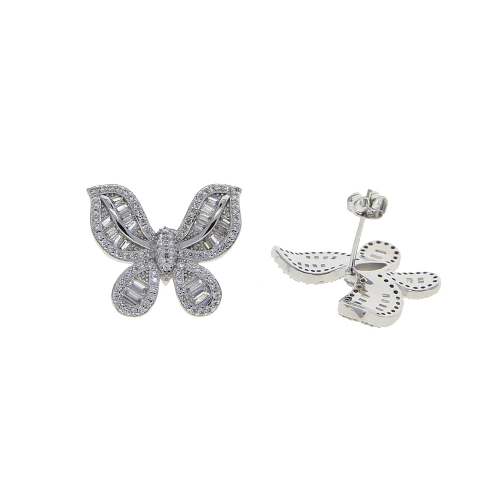 S925 Women's Baguette Butterfly Earrings - Different Drips