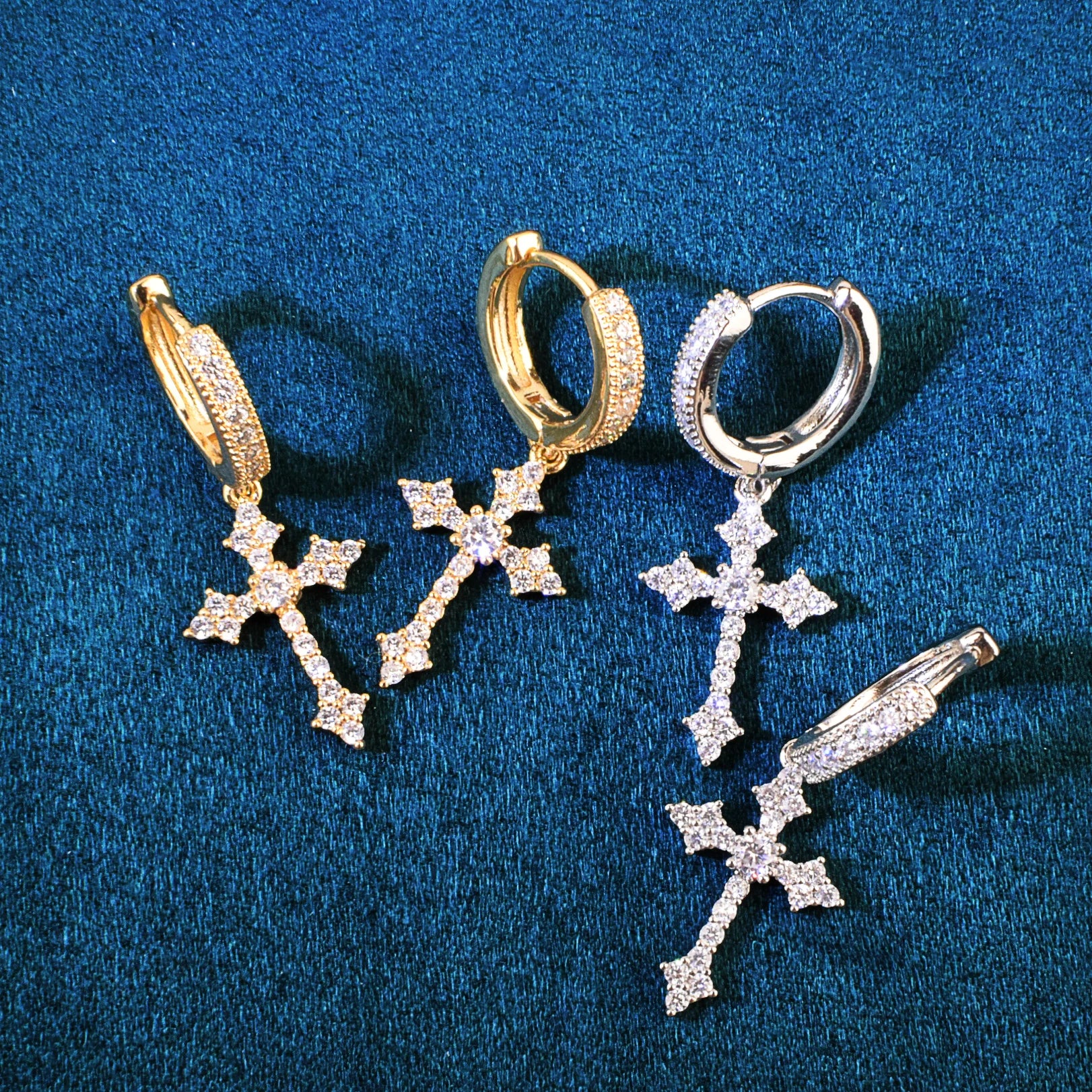 Diamond Cross Dangle Earrings - Different Drips