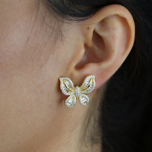 S925 Women's Baguette Butterfly Earrings - Different Drips