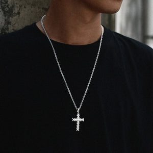 Cluster Round Stone Cross Pendant - Different Drips