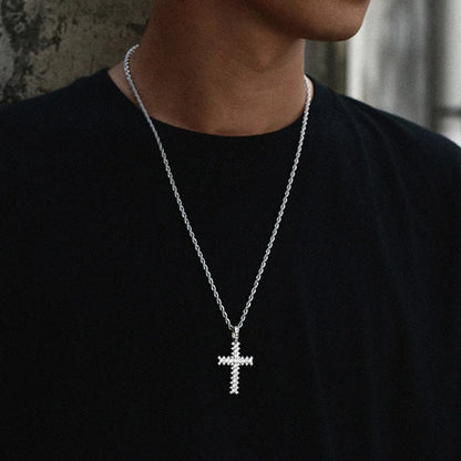 Cluster Round Stone Cross Pendant - Different Drips