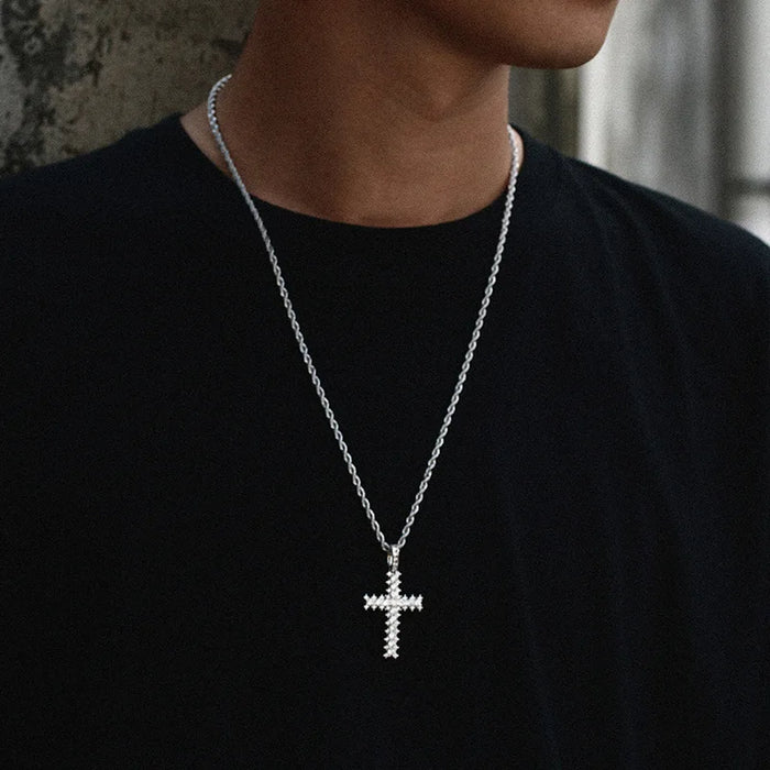 Cluster Round Stone Cross Pendant - Different Drips