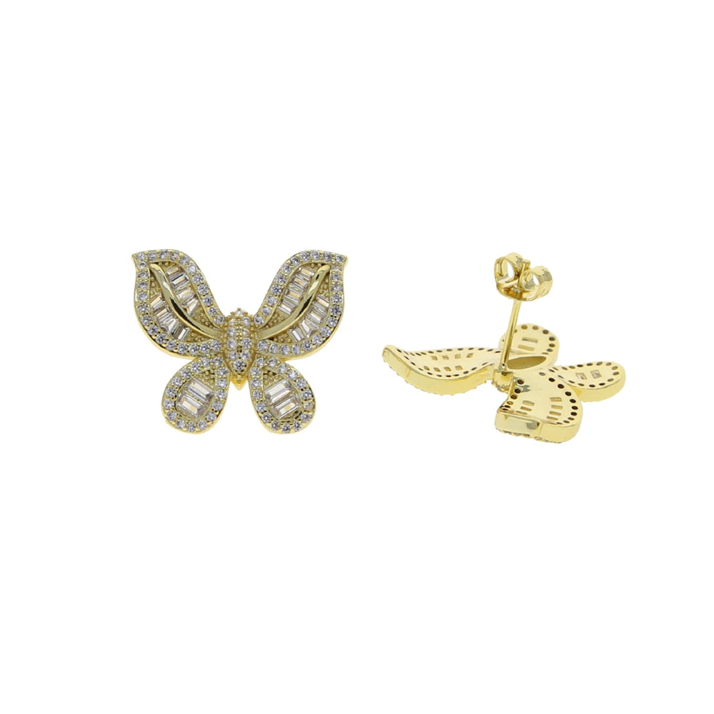 S925 Women's Baguette Butterfly Earrings - Different Drips