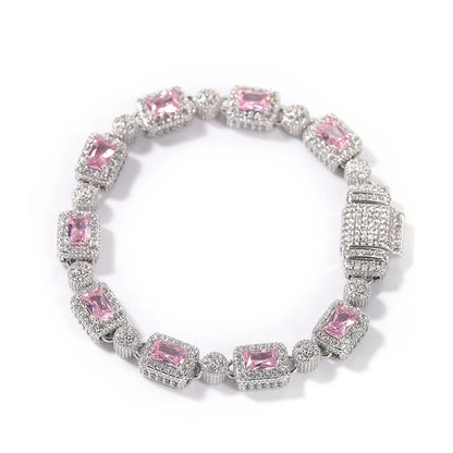 8mm Baguette Halo Iced Tennis Bracelet