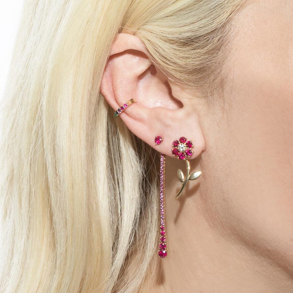 S925 Women's Flower Stud Earrings - Different Drips
