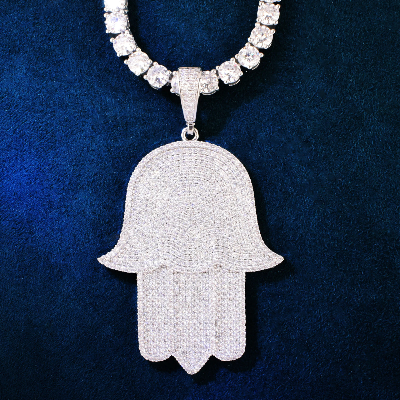 Iced Out Large Hasma Hand Pendant - Different Drips