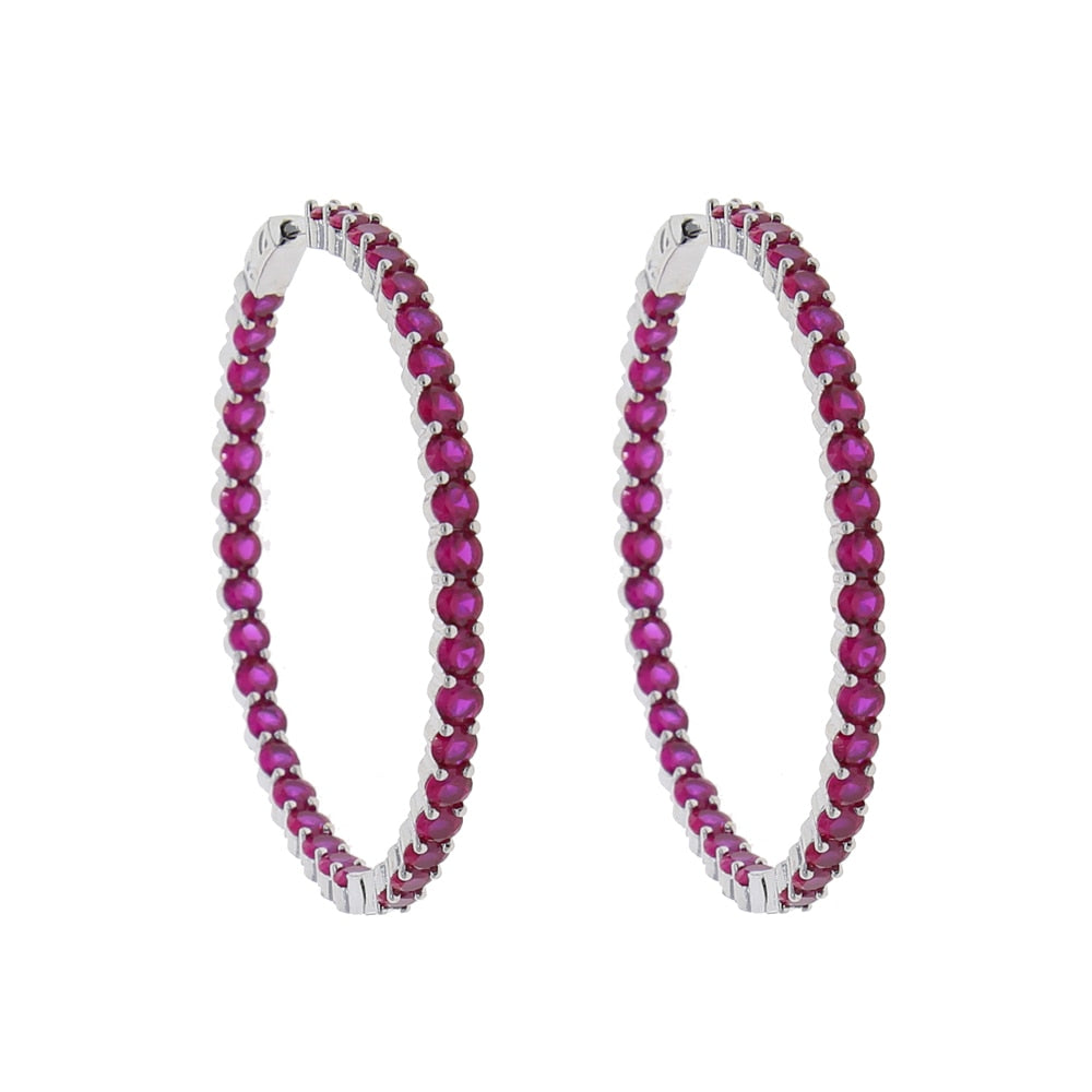 S925 Women's Medium Eternity Hoop Earrings - Colored - Different Drips