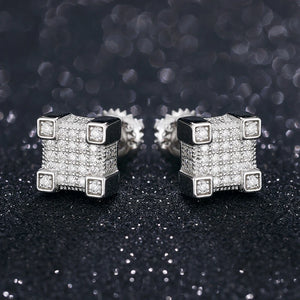 S925 Moissanite Square Paved Diamond Stud Earrings - Different Drips