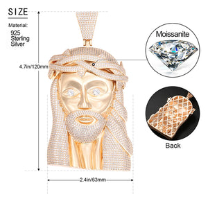 S925 Moissanite Oversized Jesus Pendant - Different Drips