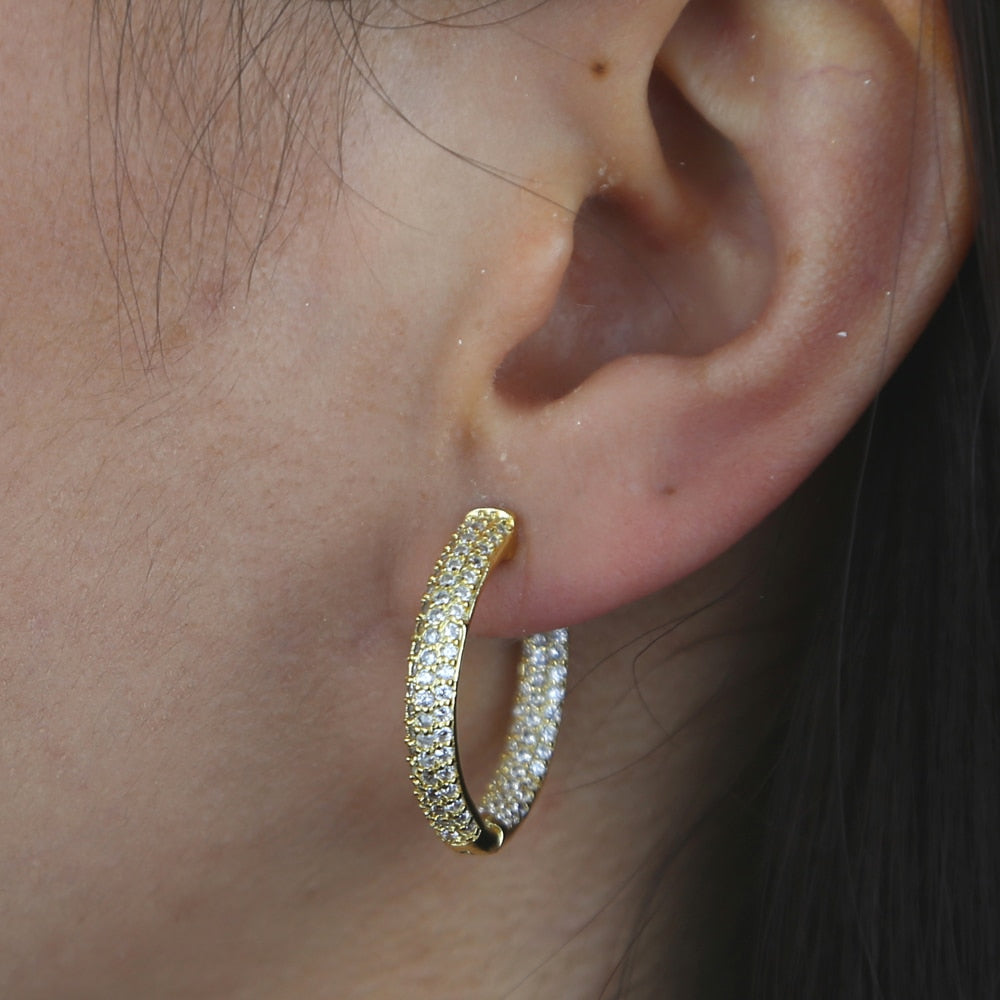 S925 Women's Small Pave Hoop Earrings - Different Drips