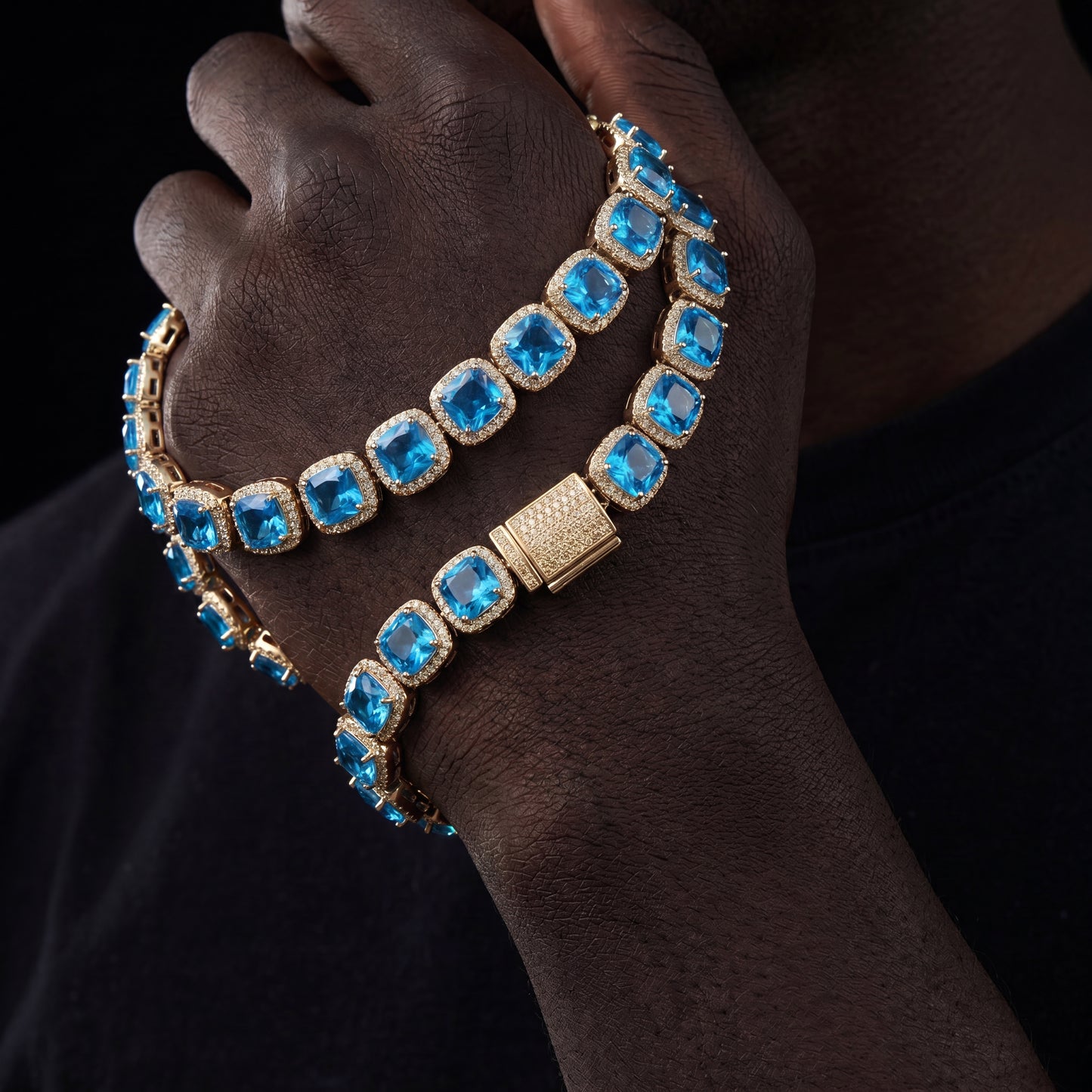 10mm Blue Glacier Clustered Tennis Chain - Different Drips