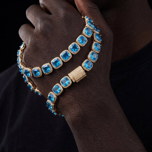 10mm Blue Glacier Clustered Tennis Chain - Different Drips