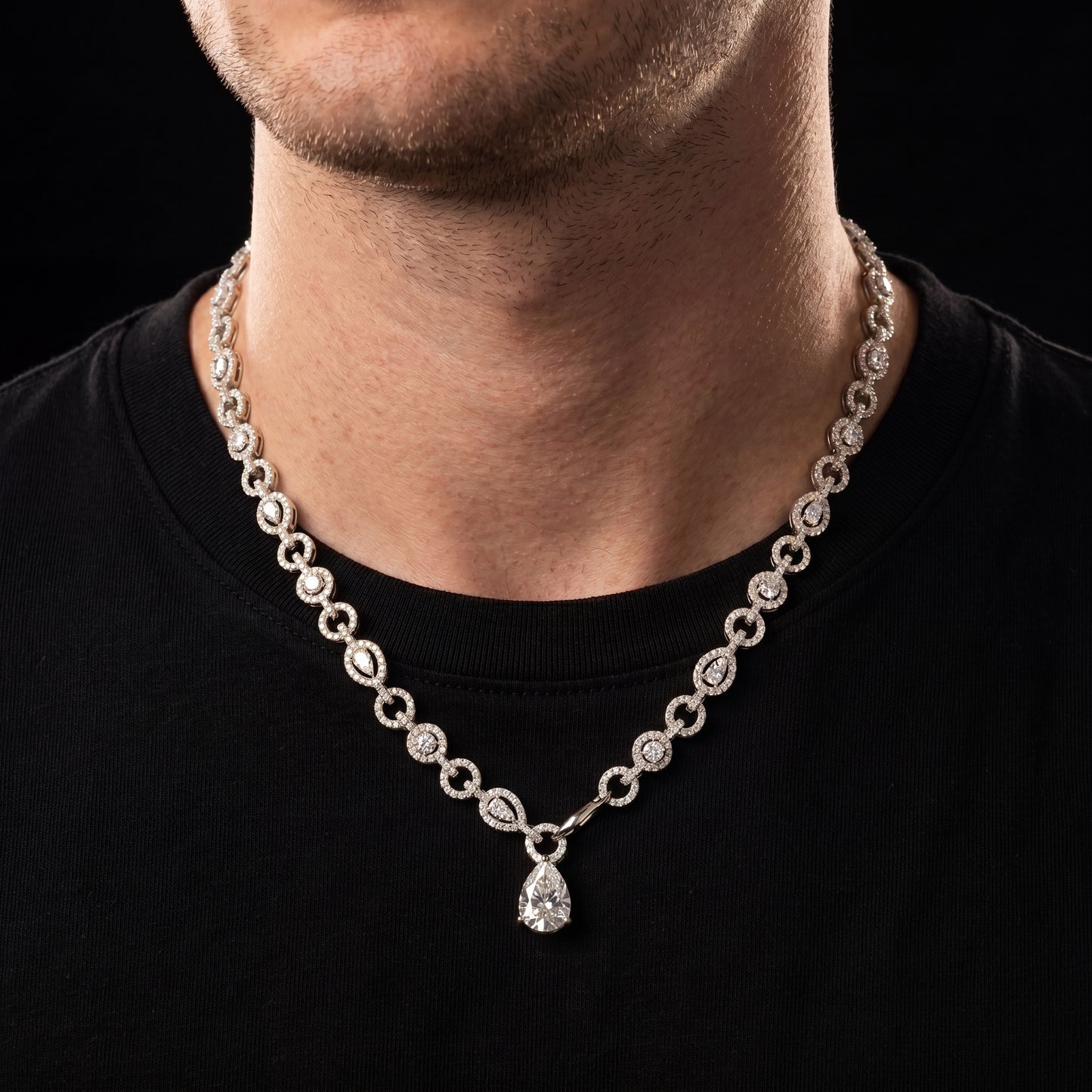 S925 Moissanite Diamond Double-Circle Link Necklace - Different Drips