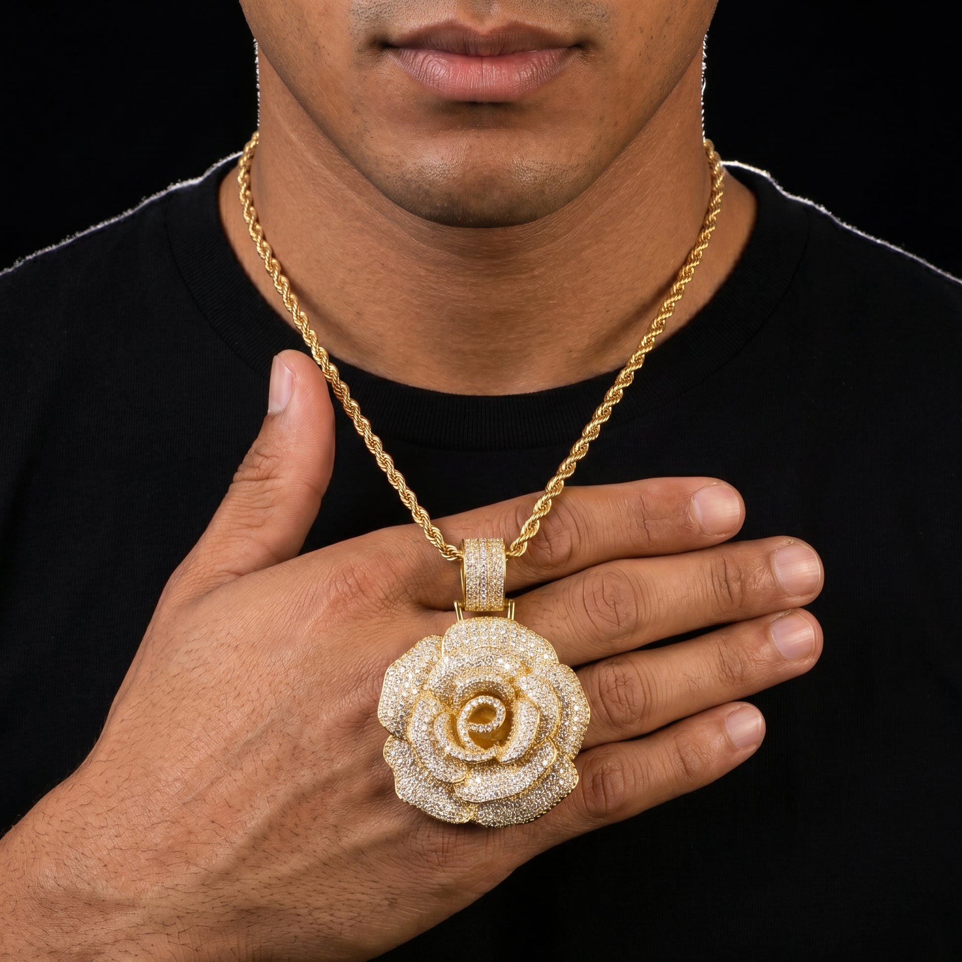 Iced Out Rose Pendant - Different Drips