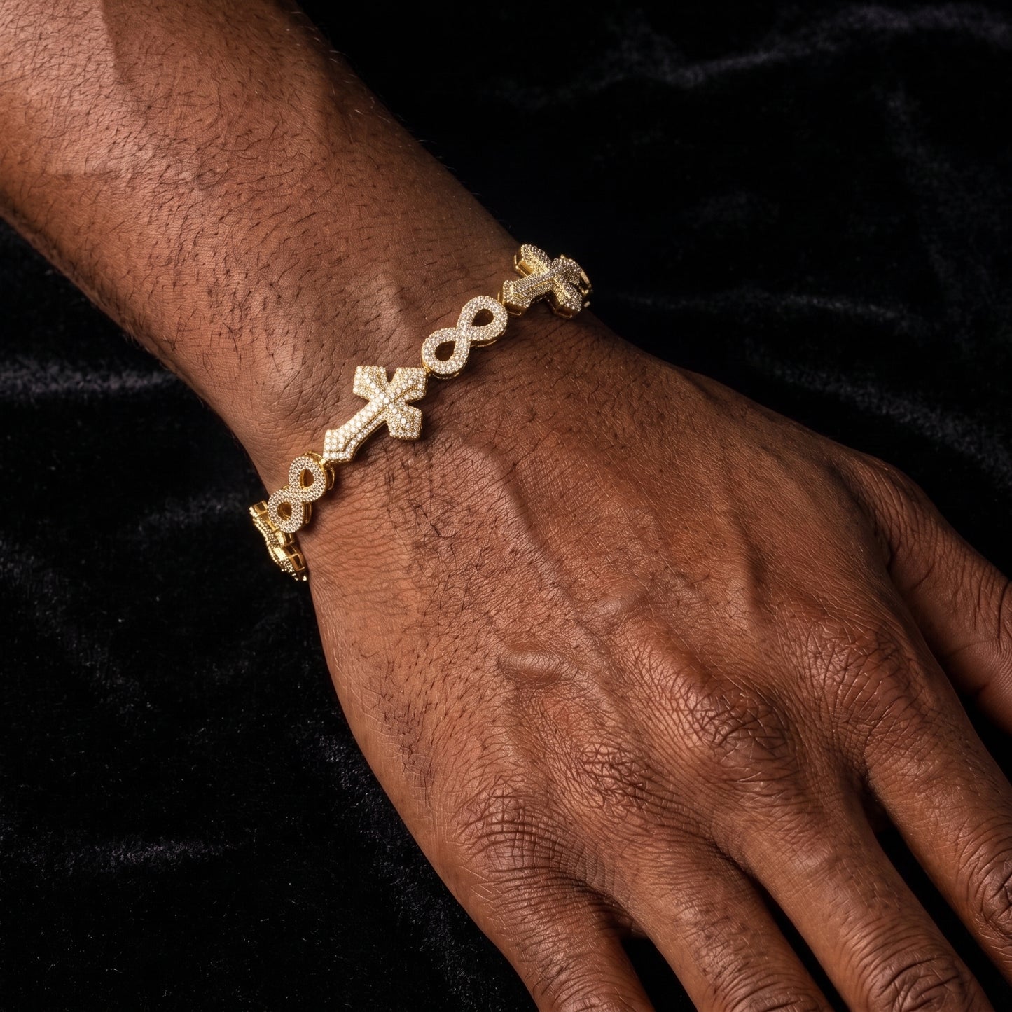 S925 Moissanite Diamond Royal Cross Link Infinity Bracelet - Different Drips