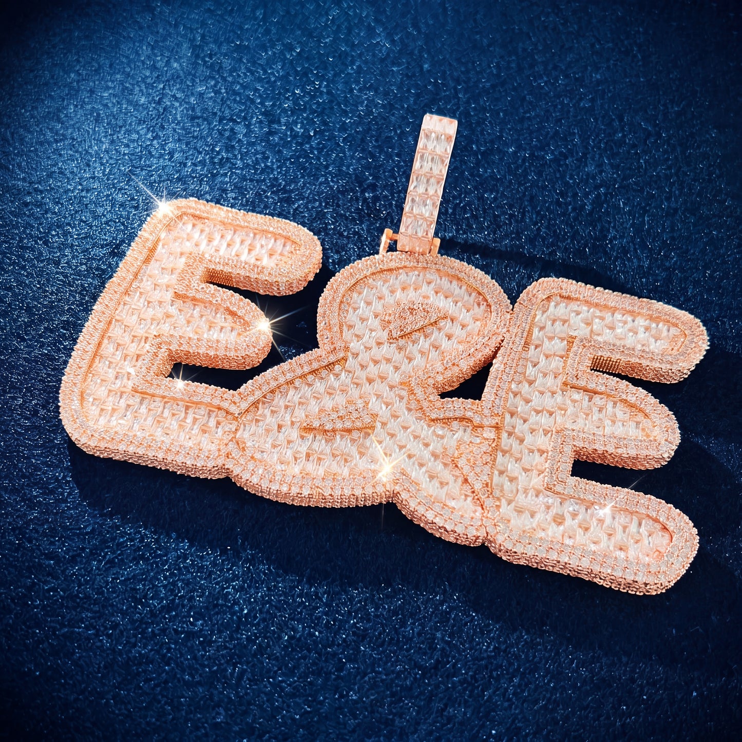Baguette Outlined Custom Letter Pendant - Different Drips
