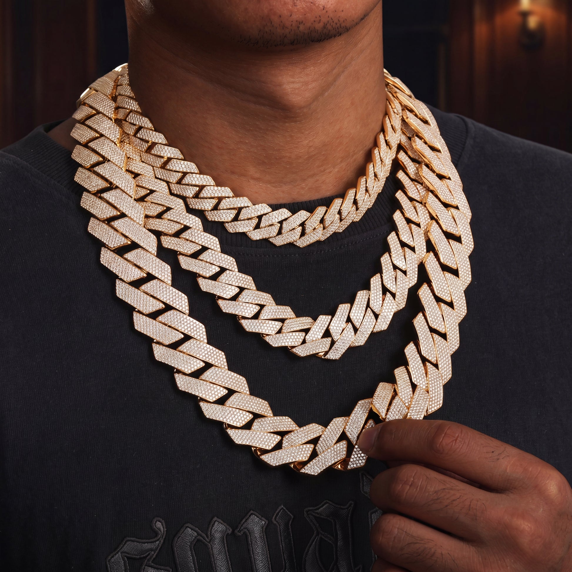 Moissanite Prong Cuban Chain 18k Gold (All Sizes) - Different Drips