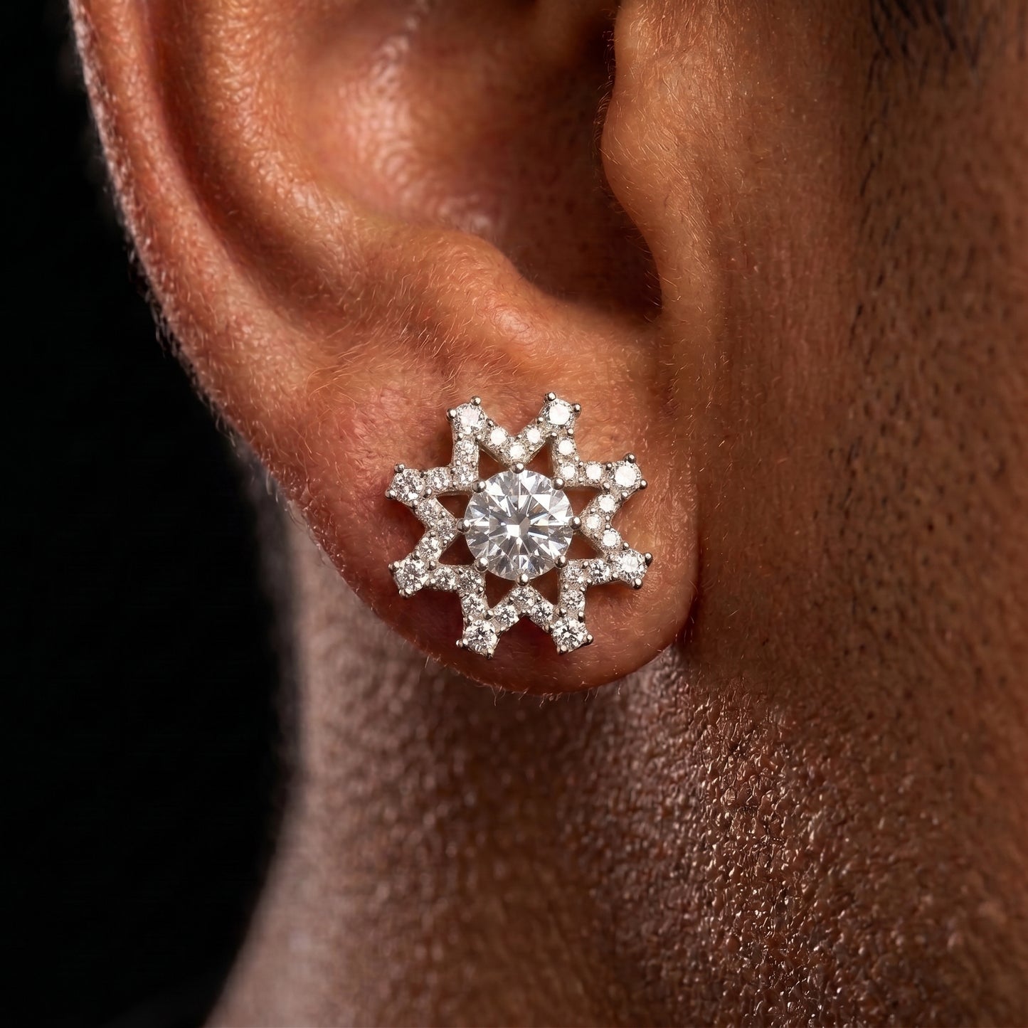 S925 Black Moissanite Eight-pointed Star Stud Earrings - Different Drips