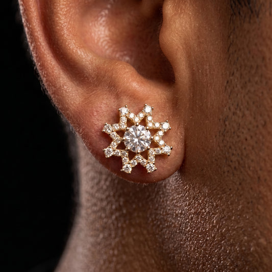 S925 Black Moissanite Eight-pointed Star Stud Earrings - Different Drips