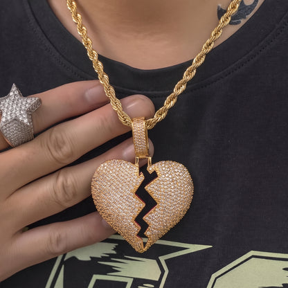 Iced Broken Heart Pendant - Different Drips