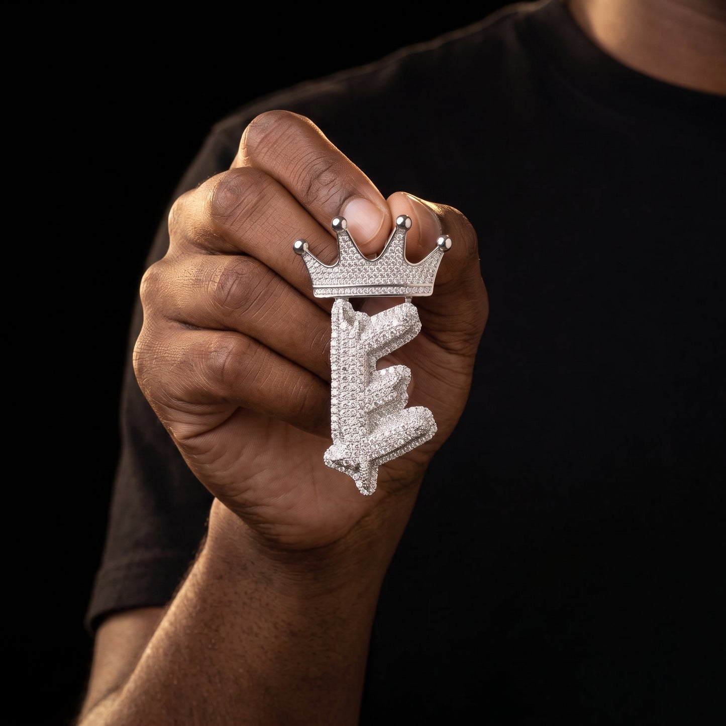 Bold Crowned Brush Font Single Letter Pendant - Different Drips