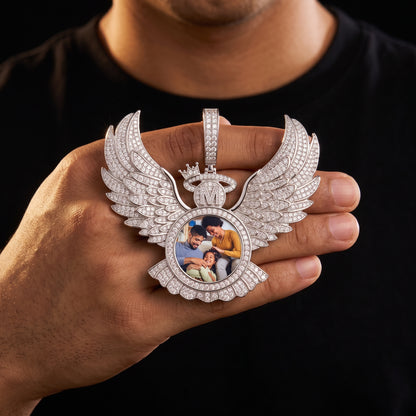 S925 Moissanite Diamond Angel Wings Custom Photo Pendant - Different Drips