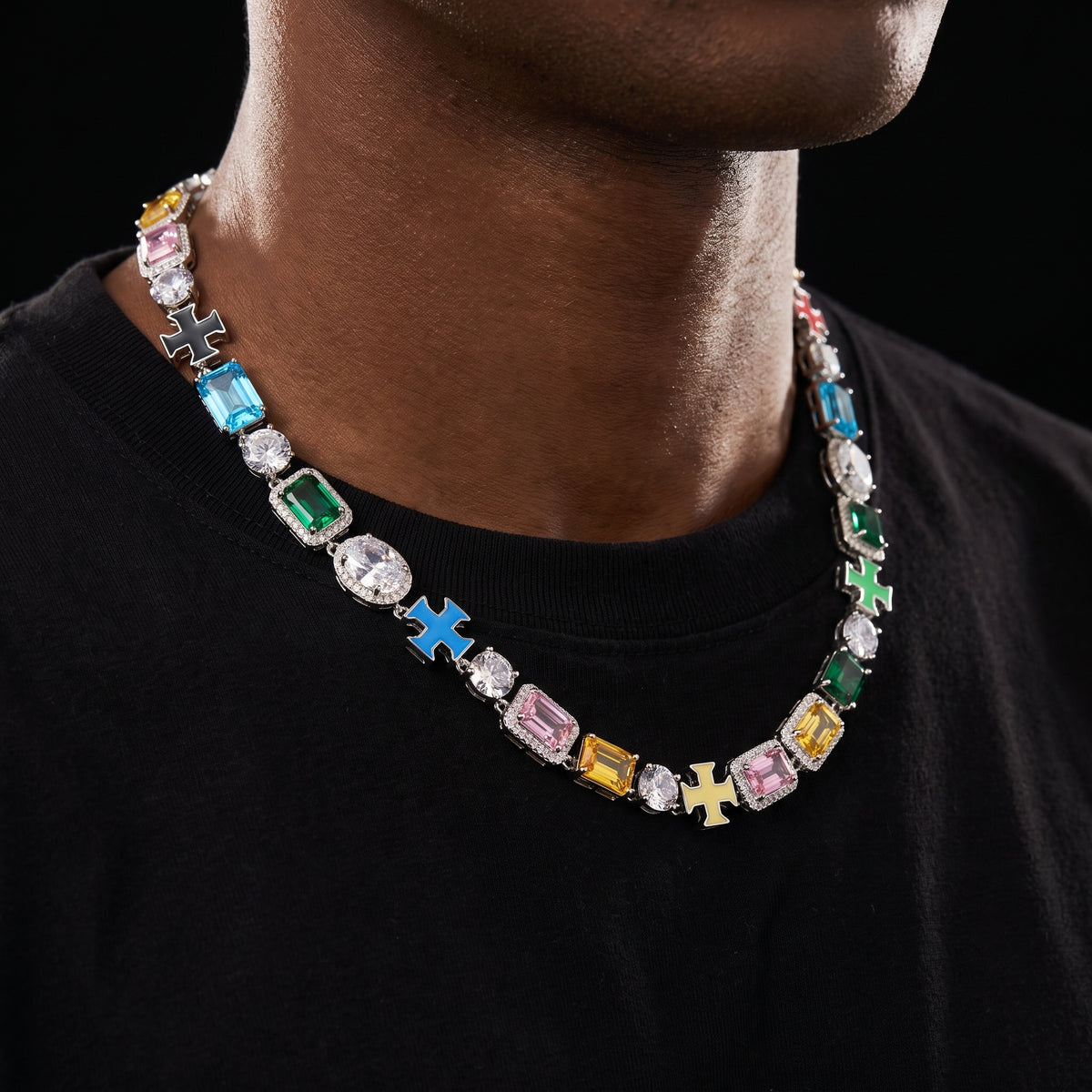 8mm S925 Luminous Enamel Cross Tennis Chain - Different Drips