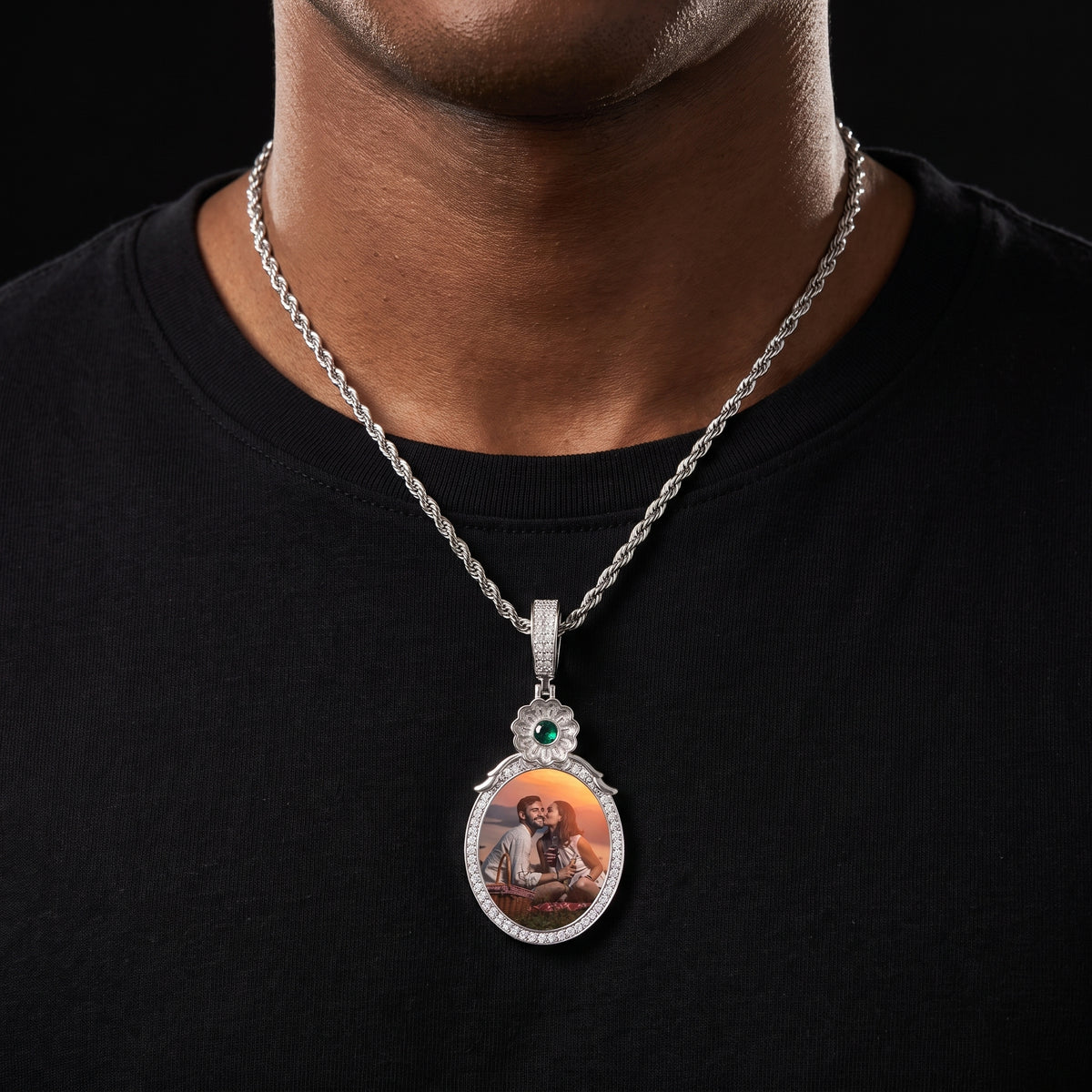 S925 Moissanite Diamond Gem Custom Photo Pendant - Different Drips