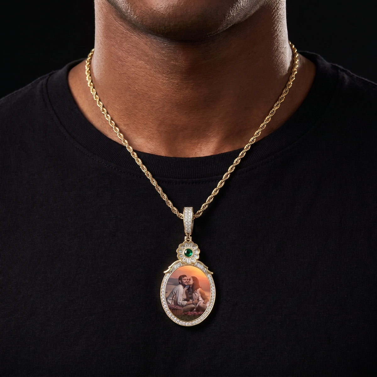 S925 Moissanite Diamond Gem Custom Photo Pendant - Different Drips