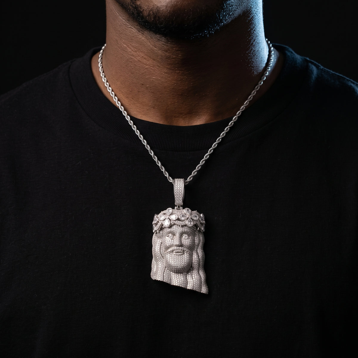 S925 Moissanite Jesus Head Pendant with Crown - Different Drips