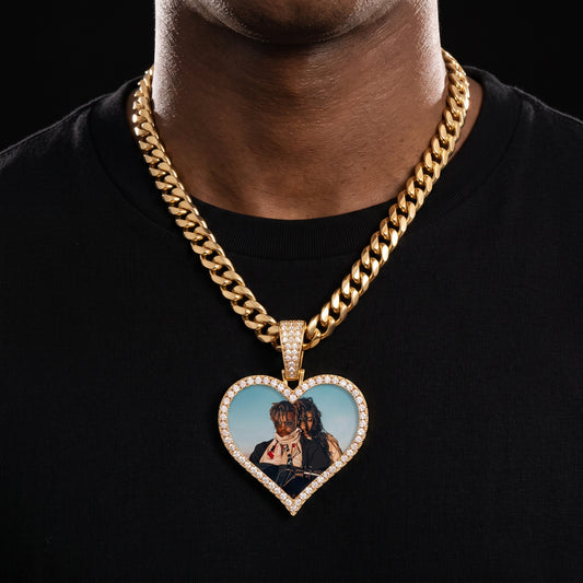 Iced Heart Custom Picture Pendant - Different Drips