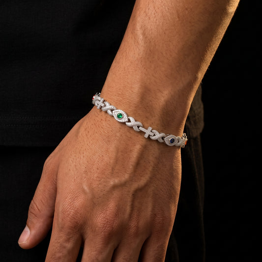 S925 Moissanite Infinity Cross Eye Link Bracelet - Different Drips
