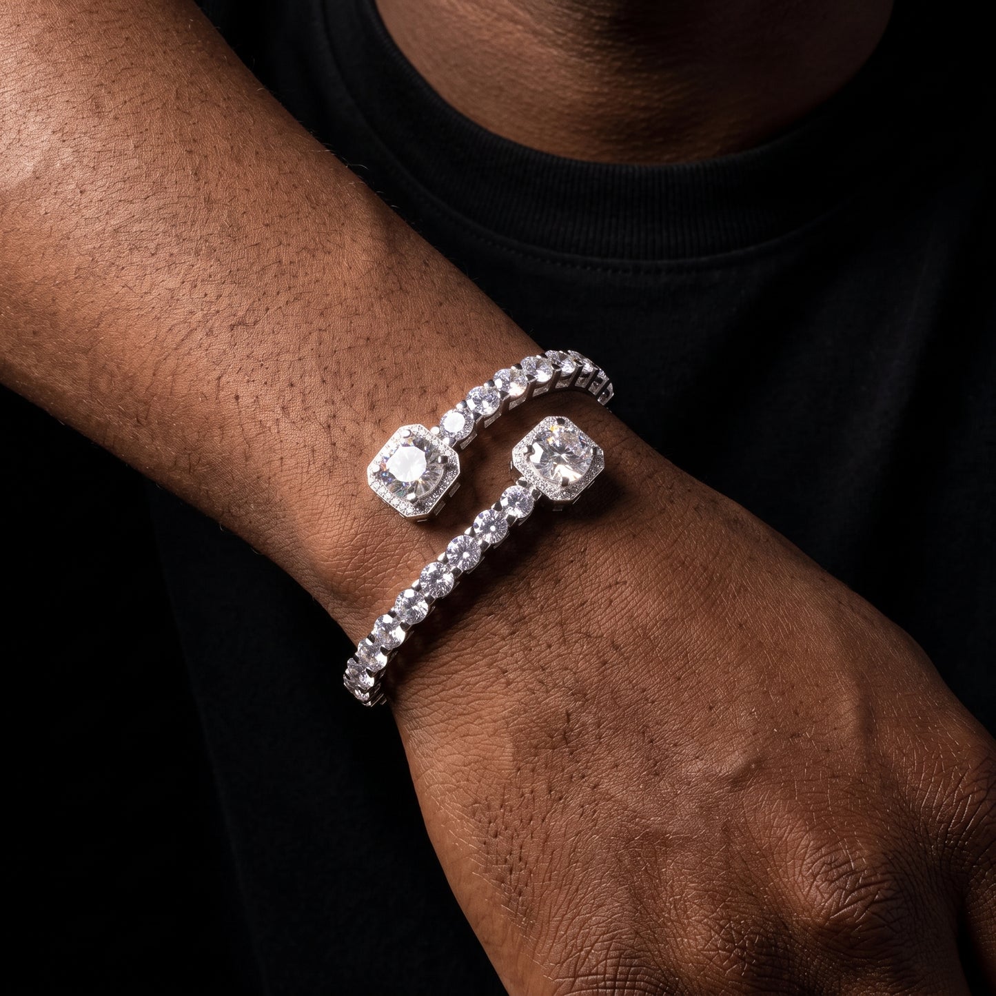 S925 Moissanite Clustered Tennis Bangle Bracelet - Different Drips