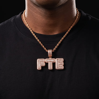 Baguette Custom Letter Pendant Rose Gold - Different Drips