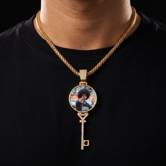 Custom Key Shaped Photo Pendant - Different Drips