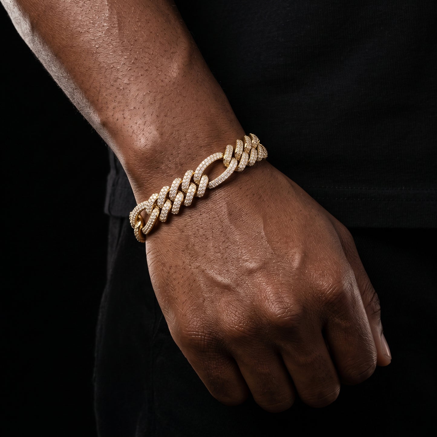 18mm Figaro Prong Cuban Link Bracelet - Different Drips