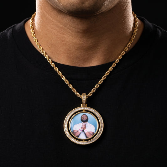 Rotatable Baguette Custom Photo Pendant - Different Drips